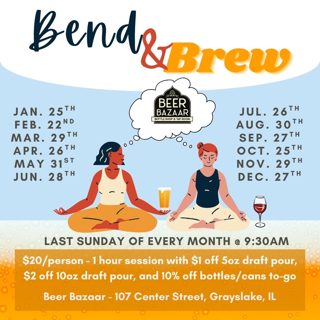 Bend and Brew Beer Yoga at Beer Bazaar
